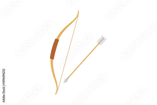 Fototapeta An Illustration Depicts A Poised Bow And Arrow Against A Clean White Background Ready For Archery