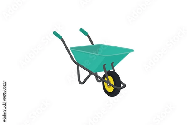 Fototapeta Turquoise Pushcart flat style vector illustration isolated on white background