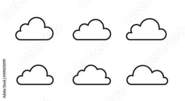 Fototapeta Cloud Icon Set: Simple Weather Vector Graphics