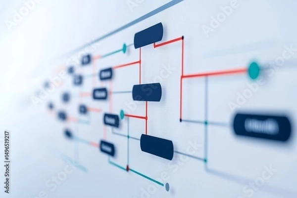 Obraz Flowchart depicting interconnected processes and data pathways. Sales pipeline management concept.