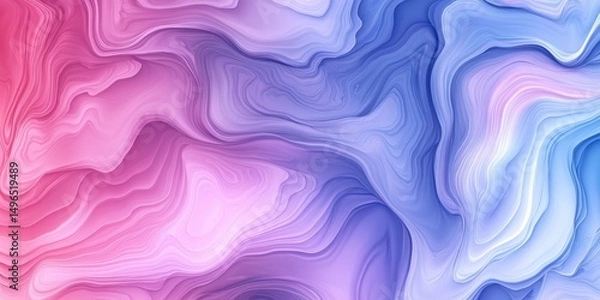 Fototapeta Fluid abstract art swirls, pink blue shades blend in mesmerizing fluid motion. Fluid