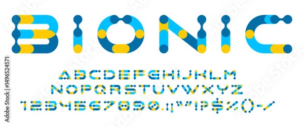 Fototapeta Modern geometric font, abstract typeface letters, creative type, futuristic techno abc alphabet characters. Vector typography future technology abstract geometric font english abc with connect dots