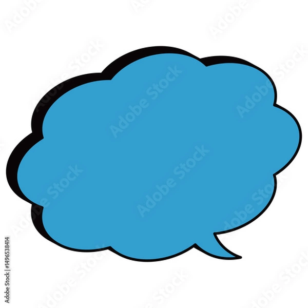 Fototapeta 雲形吹き出し　アイソメトリック　水色