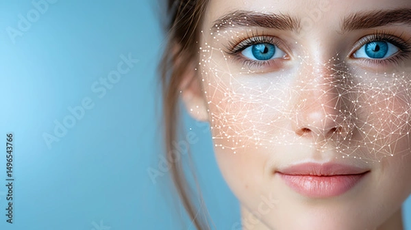 Fototapeta Exploring facial recognition technology modern studio digital art close-up innovative concepts