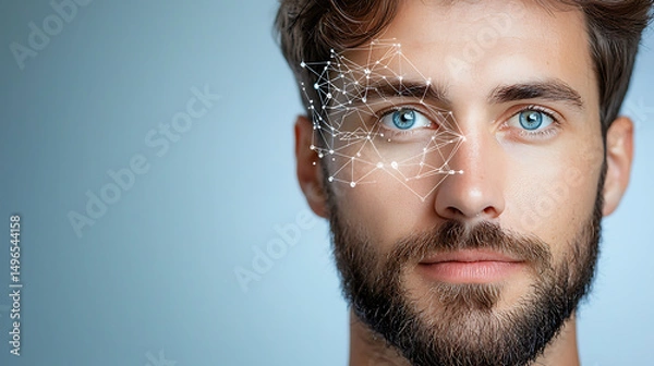 Obraz Facial recognition technology analysis digital environment image content close-up view innovation in ai