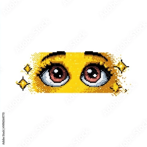 Fototapeta Pixelated eyes sparkle; digital art, online use