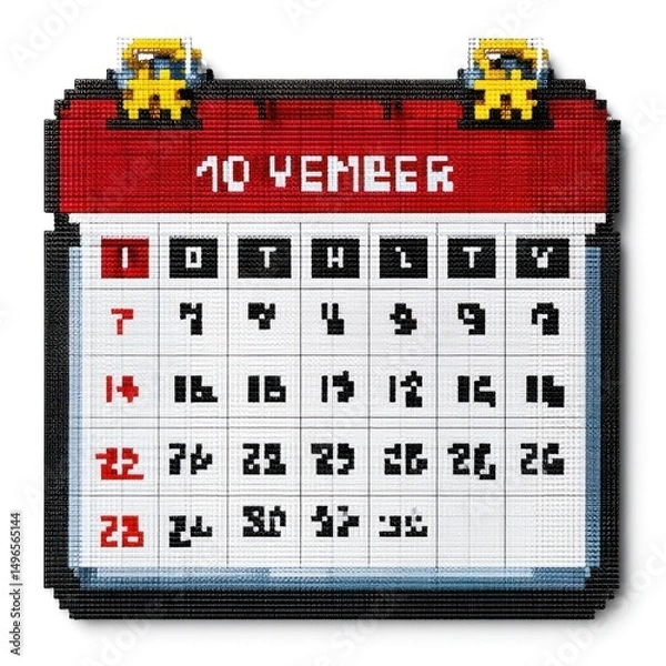 Fototapeta Pixelated November calendar isolated on white