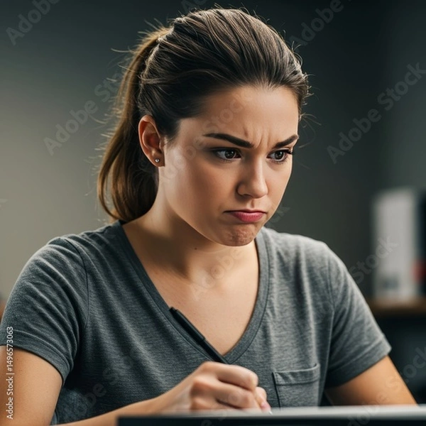 Fototapeta Photo of Focused Woman Creating Digital Art on Tablet