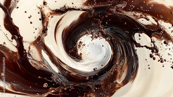 Fototapeta Abstract swirling design of dark and light liquids.