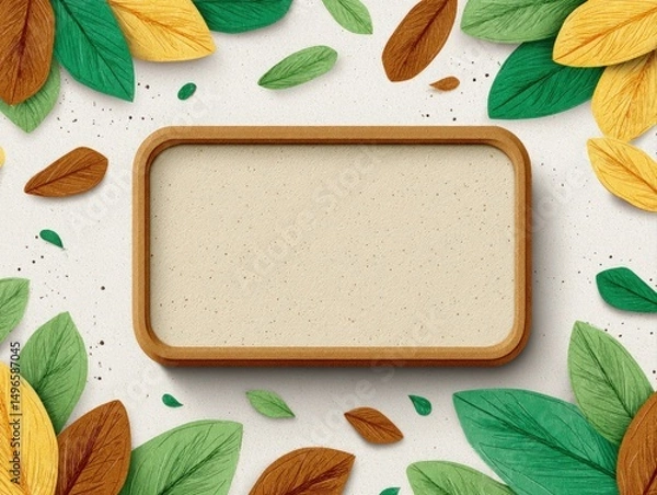 Fototapeta Creative autumn leaves frame nature background decorative graphic design earthy tones close-up view natural concept
