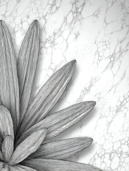 Fototapeta Elegant botanical illustration abstract background digital art minimalist style close-up view nature concept