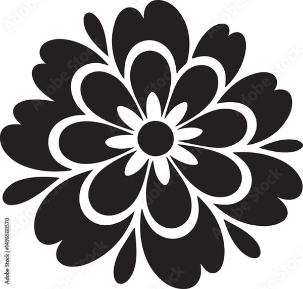 Fototapeta black and white flower silhouettes vactor file Generative AI