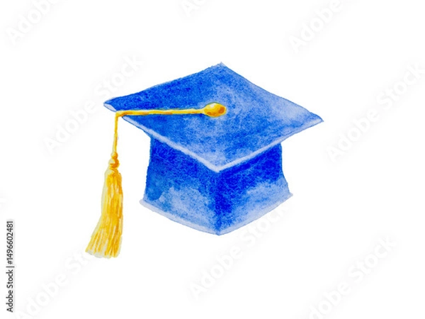 Obraz Illustration with square academic cap, graduate cap. College or university graduation. Graduation outfit accessory