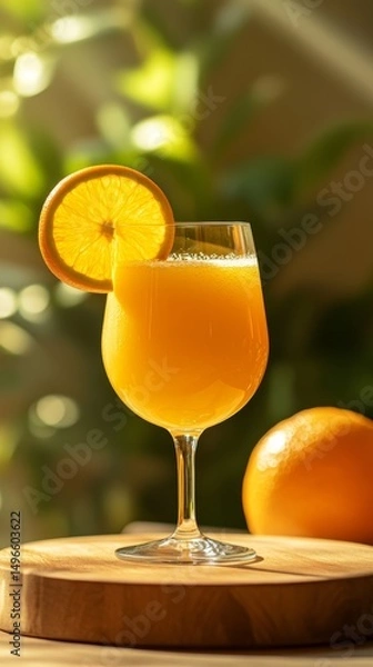 Obraz a glass of orange juices with orange slice as decoration