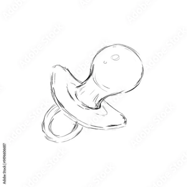 Obraz Baby Pacifier Sketch Hand Drawn Black and White Illustration
