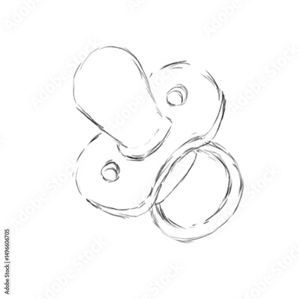 Obraz Baby Pacifier With Ring Sketch Hand Drawn Black And White Illustration