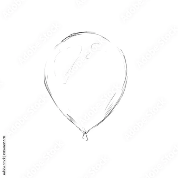Obraz Sketch Balloon Hand Drawn, Black and White Illustration