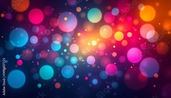 Fototapeta an abstract digital art piece featuring a vibrant array of spherical shapes in shades of red, blue, and yellow, set against a dark background