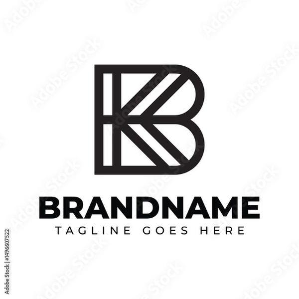 Fototapeta Letters BK Monogram Logo, suitable for any business with BK or KB initials