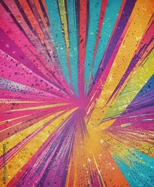 Fototapeta Vibrant pop art overlay on halftone patterned background, saturated, halftone, retro