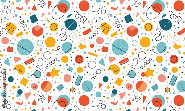 Fototapeta Colorful Memphis Design with Geometric Elements