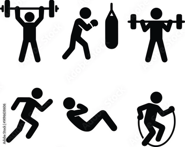 Obraz  Workout and Exercise Silhouettes