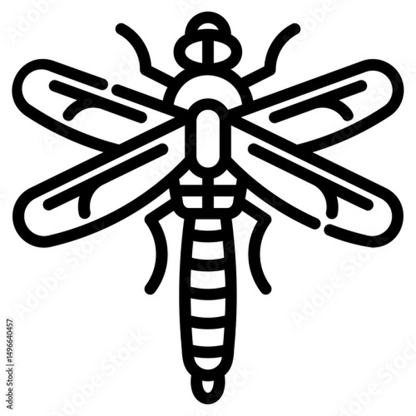 Obraz Dragonfly. This is a vector single icon with a dashed line style. It is suitable for any purpose, such as website design, mobile app design, logo design, etc.