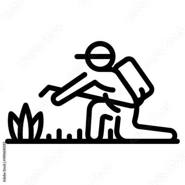 Fototapeta Lawn care. This is a vector single icon with a dashed line style. It is suitable for any purpose, such as website design, mobile app design, logo design, etc.