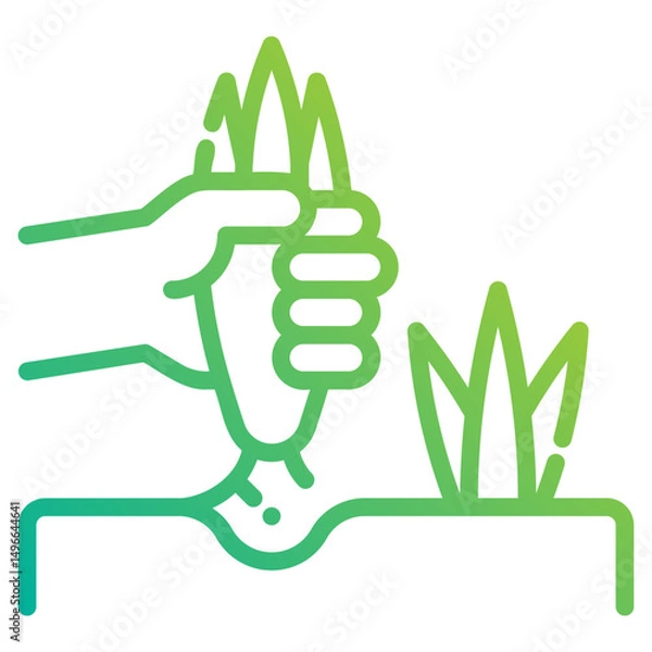 Obraz Weeding gardening. This is a vector single icon with a dashed line gradient style. It is suitable for any purpose, such as website design, mobile app design, logo design, etc.
