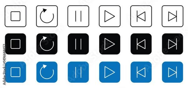 Fototapeta Player Button Icon Set – Playback Control Symbols