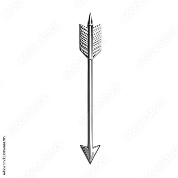 Fototapeta Sleek Arrow with a High Gloss Finish in Metallic Silver Isolated on Transparent Background