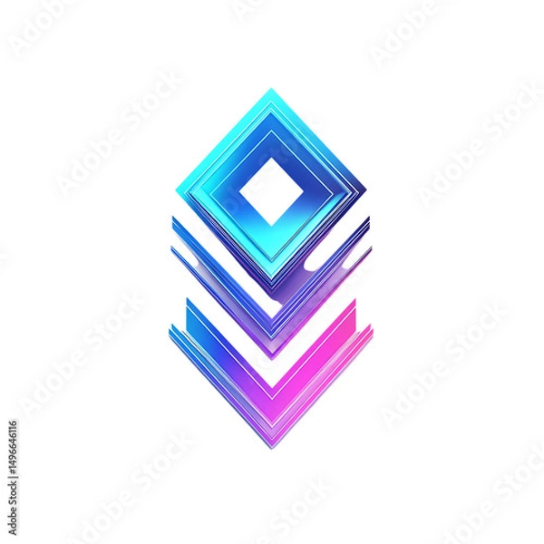 Fototapeta Modern Arrow with Dynamic Vibrant Gradients in Stri Isolated on Transparent Background