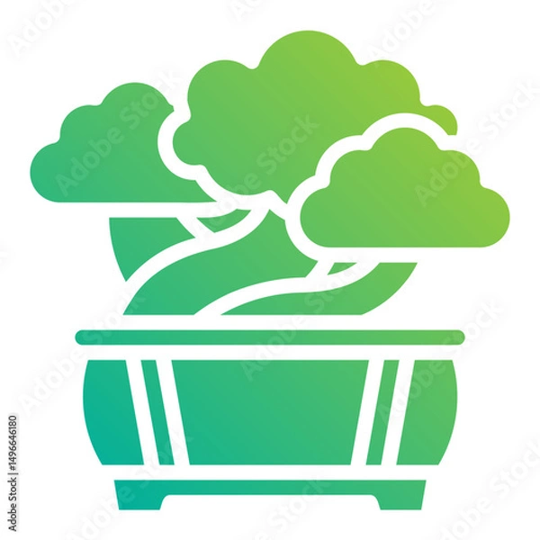 Obraz Bonsai tree. This is a vector single icon with a solid gradient style. It is suitable for any purpose, such as website design, mobile app design, logo design, etc.
