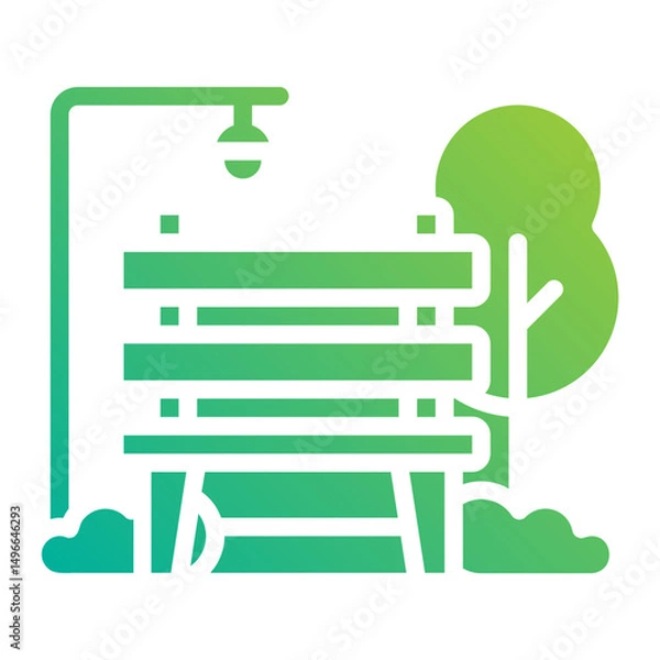 Fototapeta Garden bench. This is a vector single icon with a solid gradient style. It is suitable for any purpose, such as website design, mobile app design, logo design, etc.