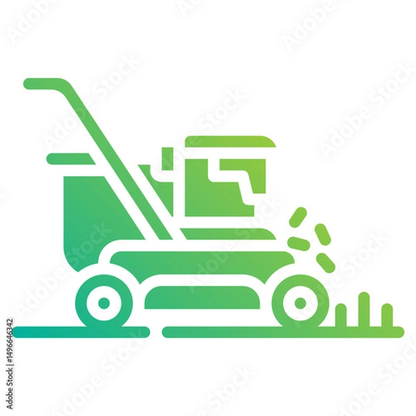 Obraz Lawn mower. This is a vector single icon with a solid gradient style. It is suitable for any purpose, such as website design, mobile app design, logo design, etc.