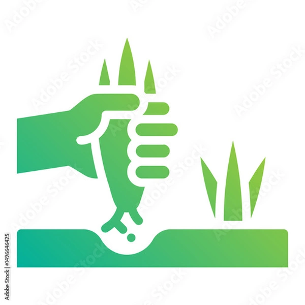 Obraz Weeding gardening. This is a vector single icon with a solid gradient style. It is suitable for any purpose, such as website design, mobile app design, logo design, etc.
