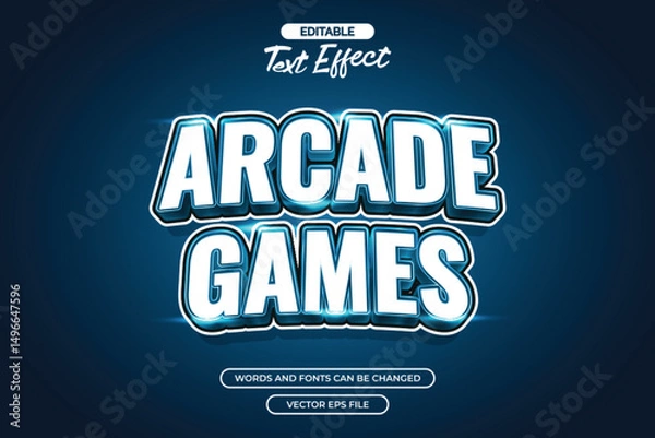 Fototapeta Arcade games editable text effect with modern style text and with shine decoration