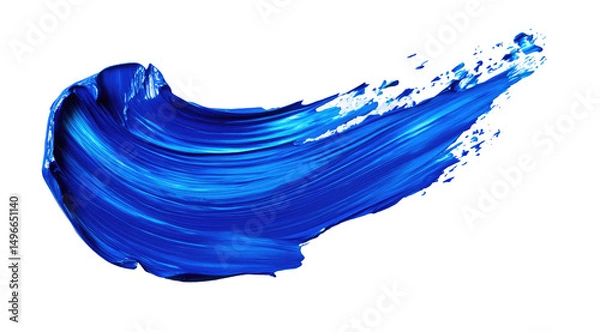 Obraz An abstract image of a vibrant blue paint stroke, dynamically curved and textured, set against a stark black background.  