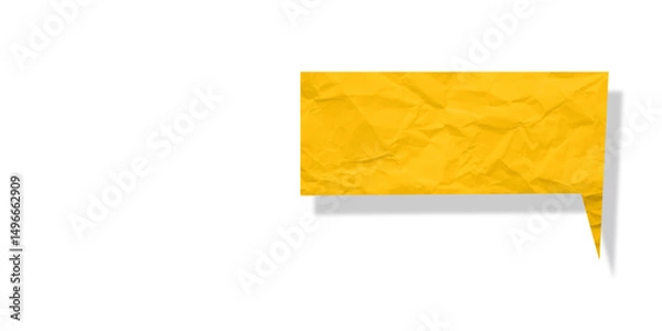 Obraz Yellow speech bubble crumpled paper isolated on transparent background