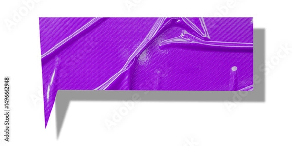 Obraz Purple speech bubble crumpled paper isolated on transparent background