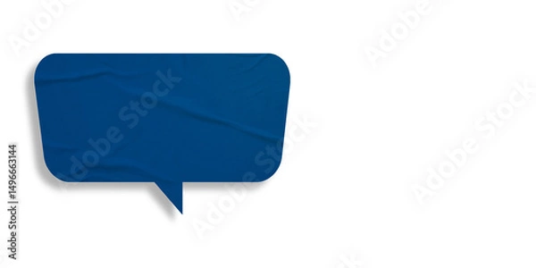 Obraz Blue speech bubble crumpled paper isolated on transparent background