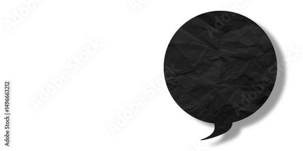 Obraz Black speech bubble crumpled paper isolated on transparent background