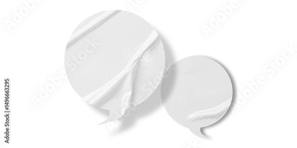 Obraz White speech bubble crumpled paper isolated on transparent background