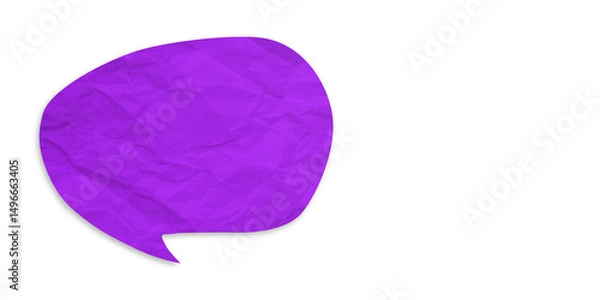 Obraz Purple speech bubble crumpled paper isolated on transparent background