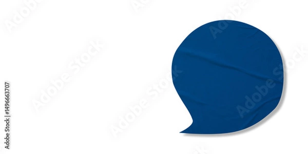 Obraz Blue speech bubble crumpled paper isolated on transparent background