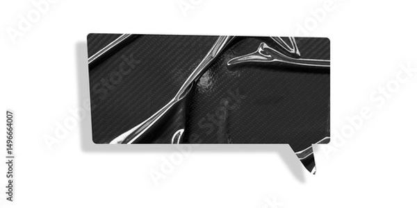 Fototapeta Black speech bubble crumpled paper isolated on transparent background