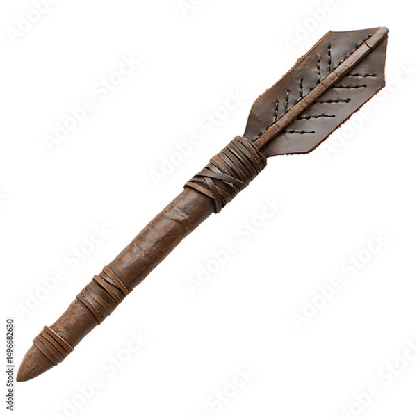 Fototapeta A Stitched Leather Arrow with Thread Details Rustic Isolated on Transparent Background