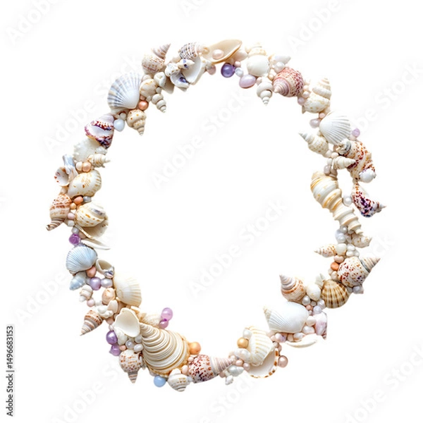 Fototapeta Artistic Shell Necklace with Freeform Design Isolated on Transparent Background