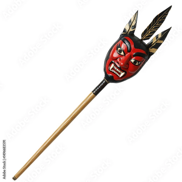 Fototapeta A Lacquered Arrow with Japanese Oni Masks Feudal Fo Isolated on Transparent Background