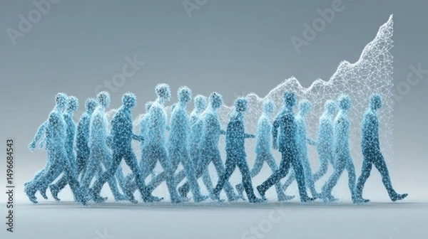 Obraz Group of people walking together representing national economic agility and collaboration in a modern economic environment